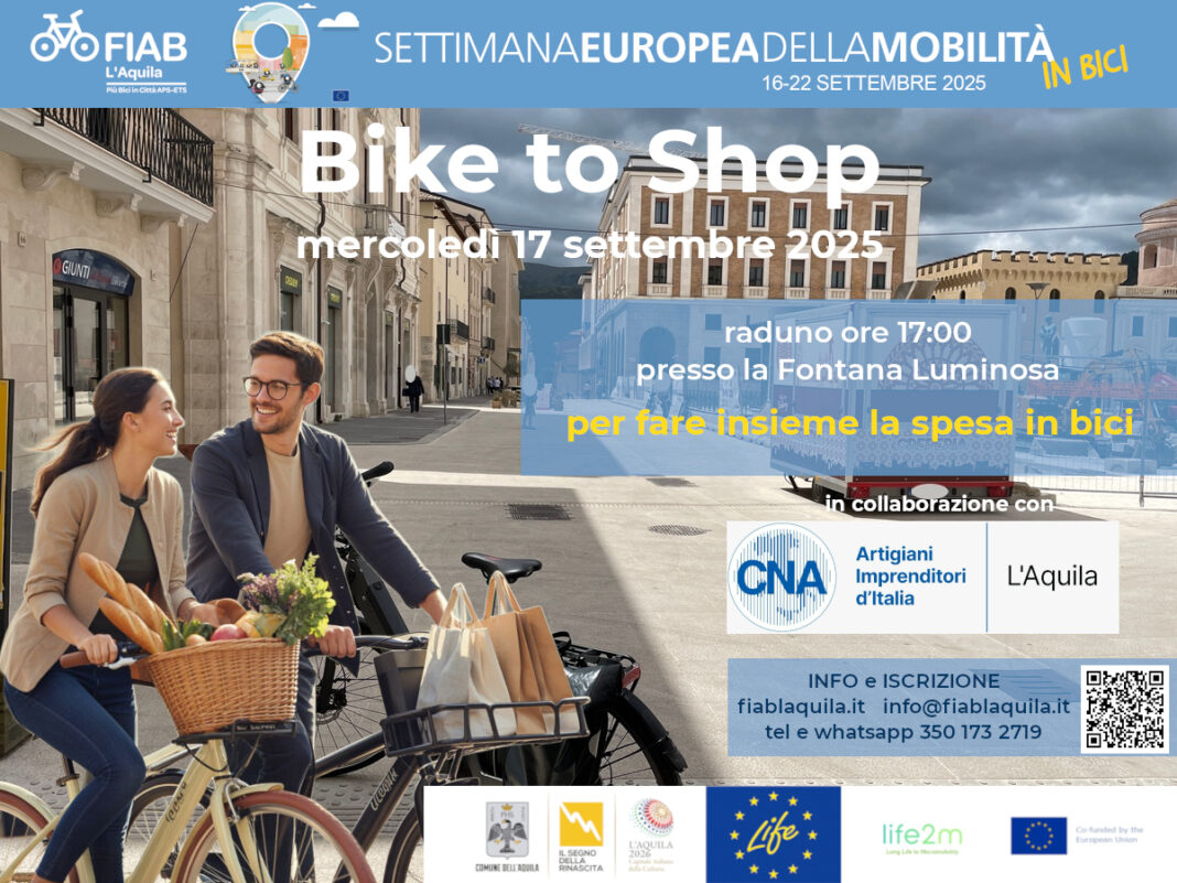 FIAB L'Aquila fare la spesa in bici bike to shop